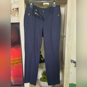 Cache Cropped navy pants stretch size 2 used good condition 14" waist